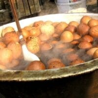 Pot of tea eggs in Chinese street market