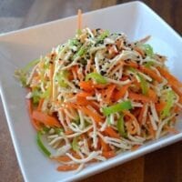 Cold tofu salad with carrots and peppers