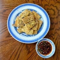 Pan-Fried Tofu with Soy Dipping Sauce, by thewoksoflife.com