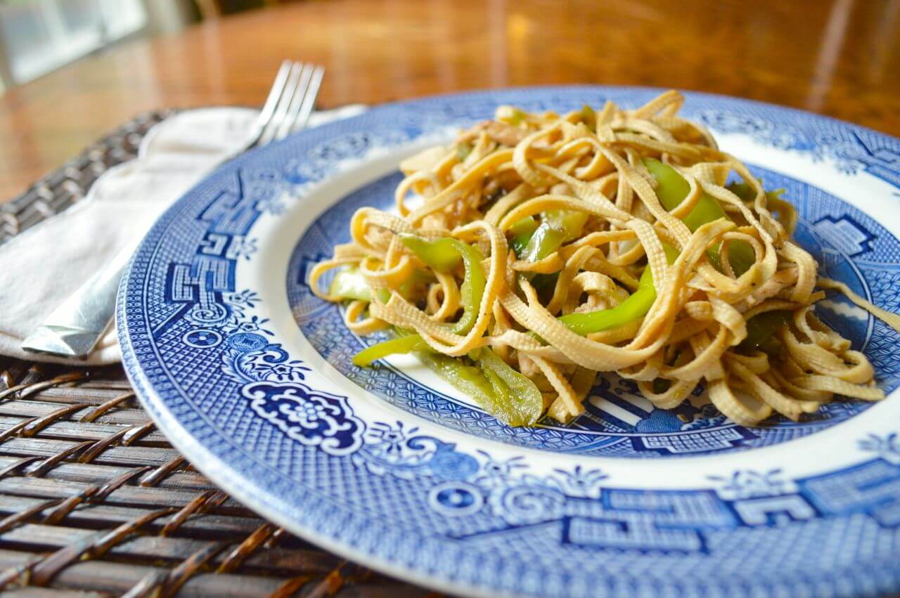Spicy Tofu “Noodles” with Chicken