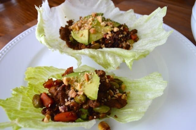 Low Carb Asian Turkey Lettuce Cups with Avocado