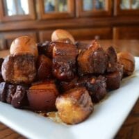Hong Shao Pork Belly with Tofu Puffs and Hard Boiled Eggs