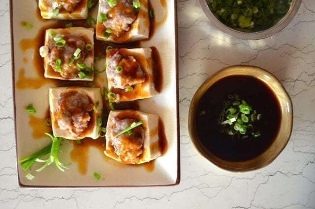 Hakka Style Chinese Stuffed Tofu by thewoksoflife.com