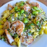 Pineapple shrimp fried rice with edamame