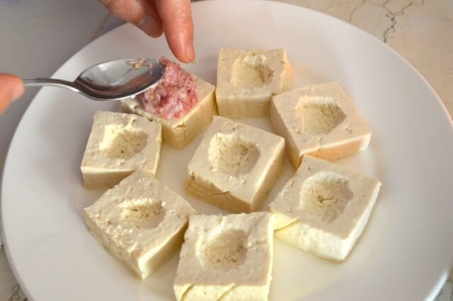 Hakka Style Chinese Stuffed Tofu by thewoksoflife.com