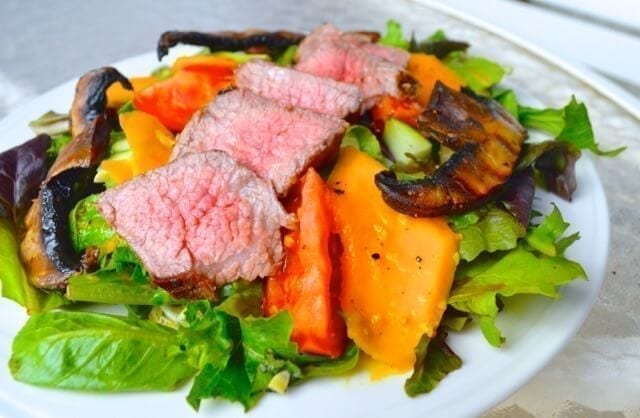 Grilled Steak and Portobello Salad with Mango Lime Dressing