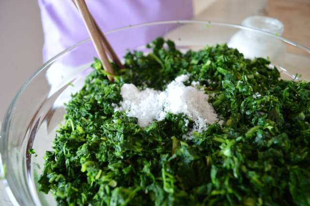 seasonings in bowl of dumpling filling