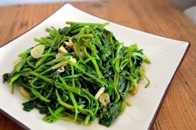 Stir Fried Water Spinach with Fermented Tofu, by thewoksoflife.com