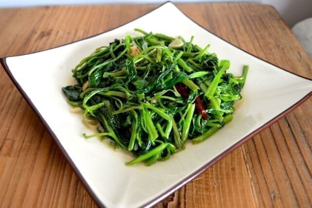 Stir Fried Water Spinach with Fermented Tofu, by thewoksoflife.com