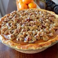 pumpkin pie with pecan streusel