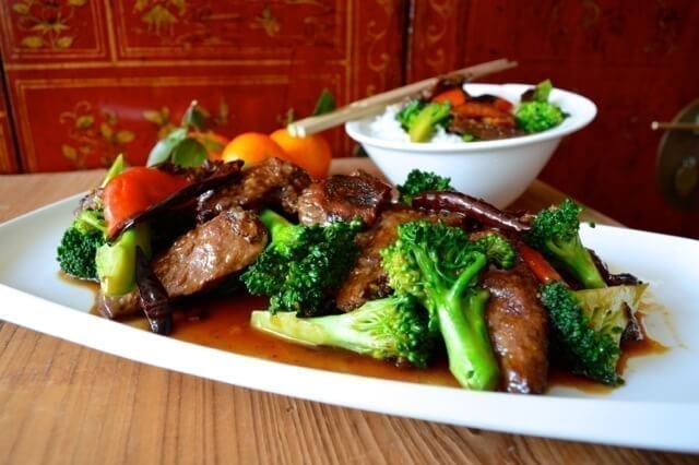 Plate of orange beef