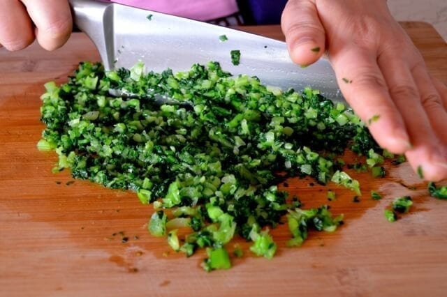Finely chopped bok choy, thewoksoflife.com