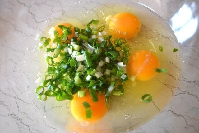 Chinese Chive Frittata with Tomatoes by thewoksoflife.com