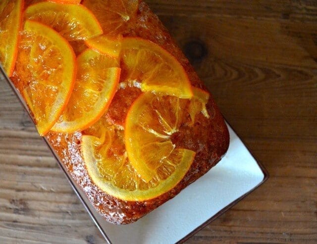 Loaf cake with candied oranges