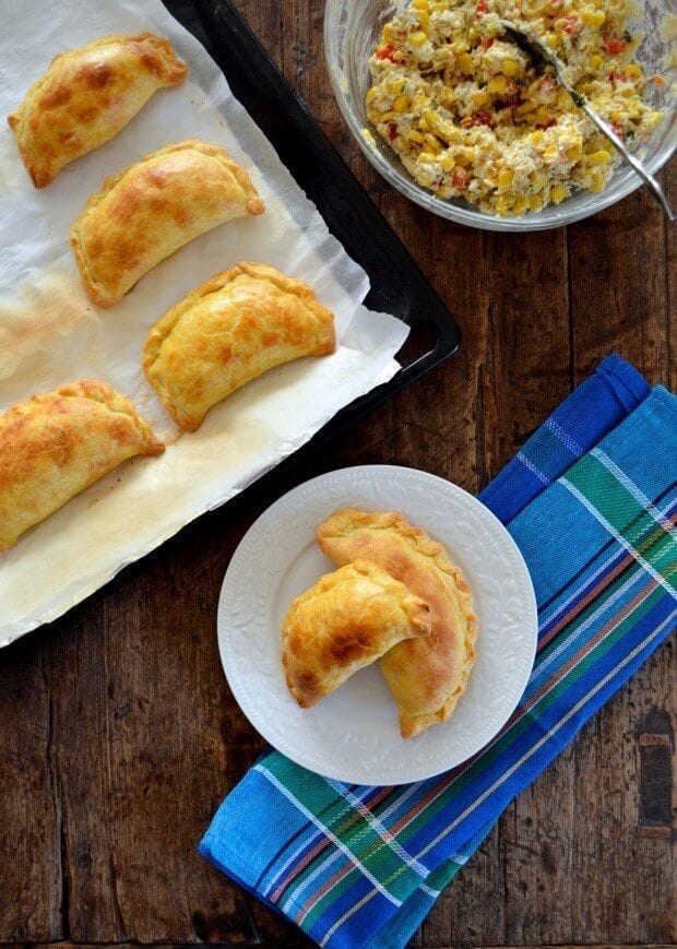 Corn & Goat Cheese Empanadas, by thewoksoflife.com