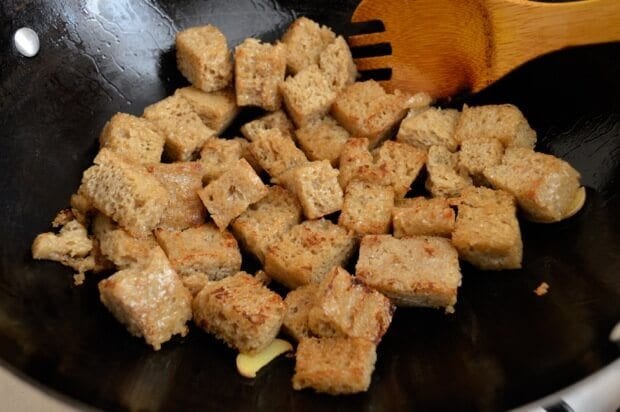 Hong Shao Kao Fu - Braised Wheat Gluten with Mushrooms, by thewoksoflife.com