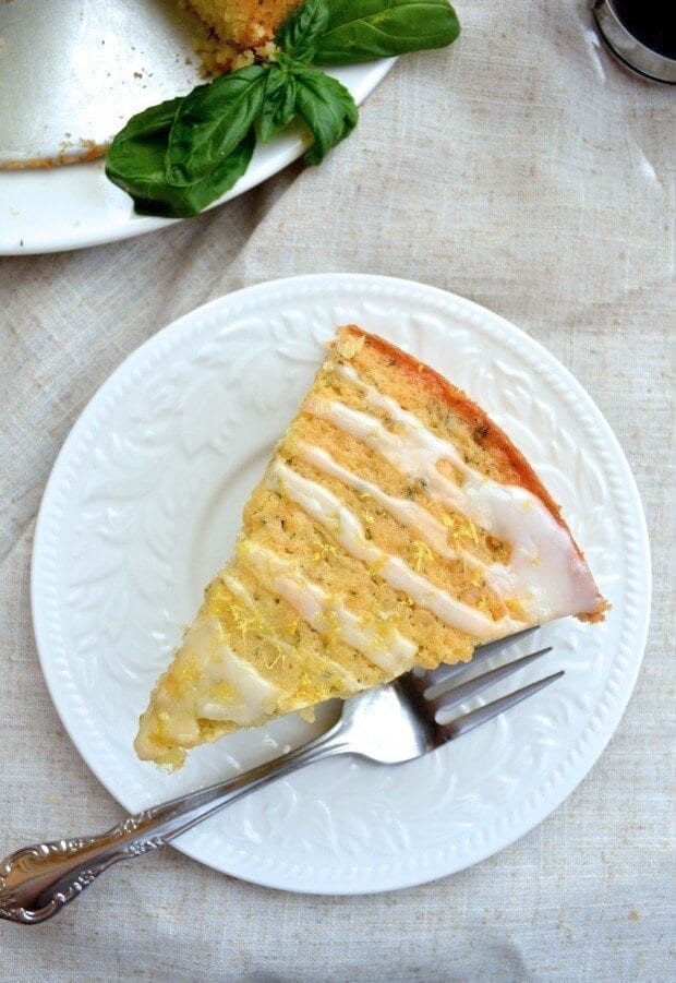 Lemon Basil Yogurt Cake, by thewoksoflife.com