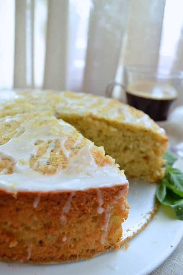 Lemon Basil Yogurt Cake, by thewoksoflife.com