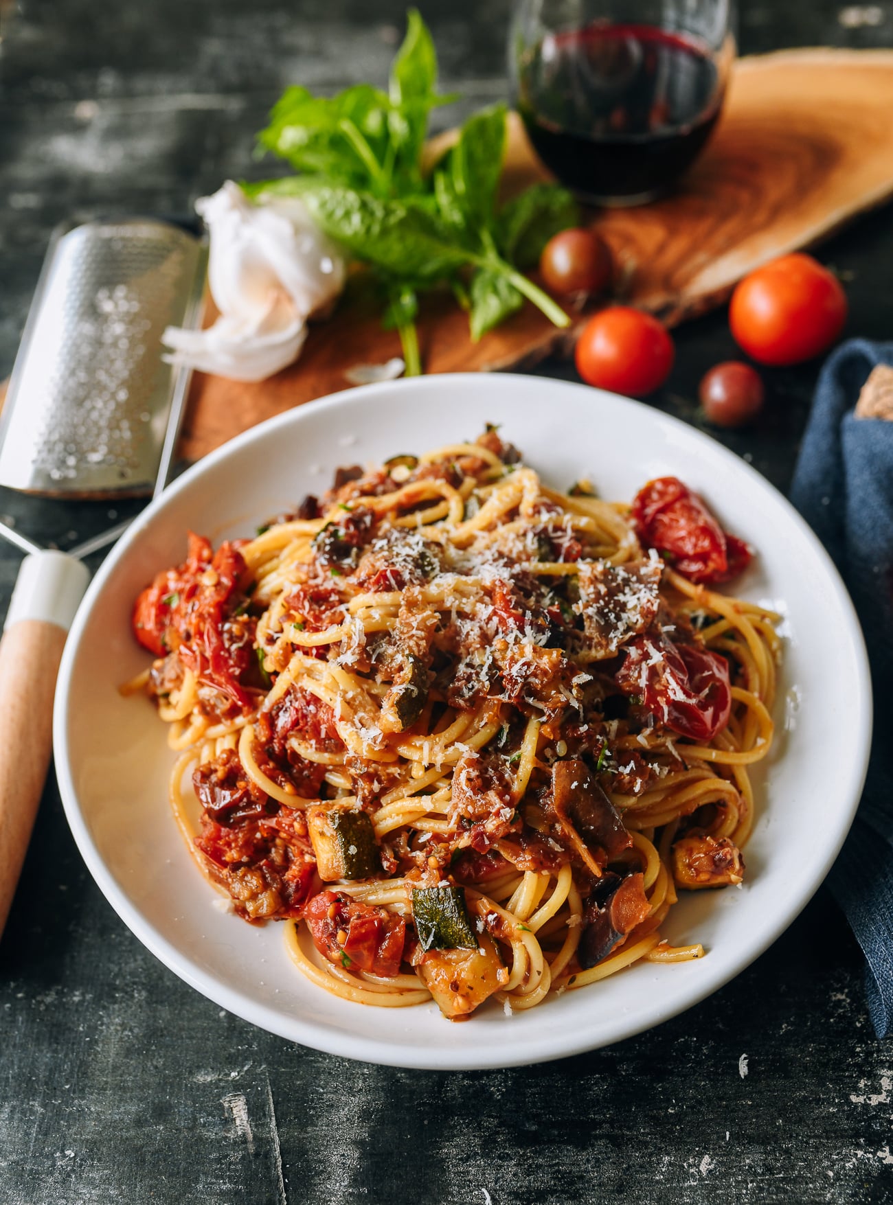 Roasted Ratatouille with Spaghetti