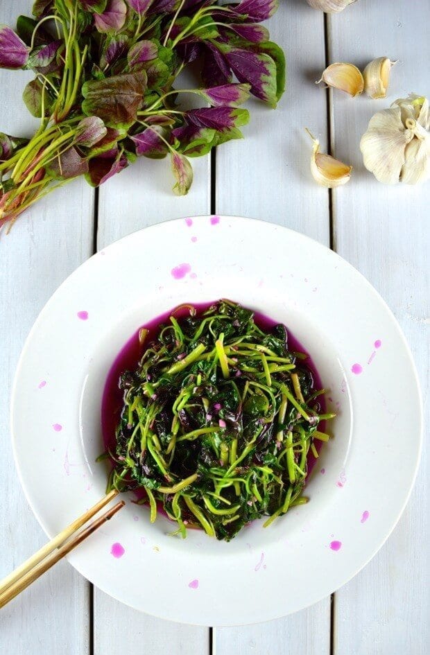 Stir-fried Pink Amaranth Greens
