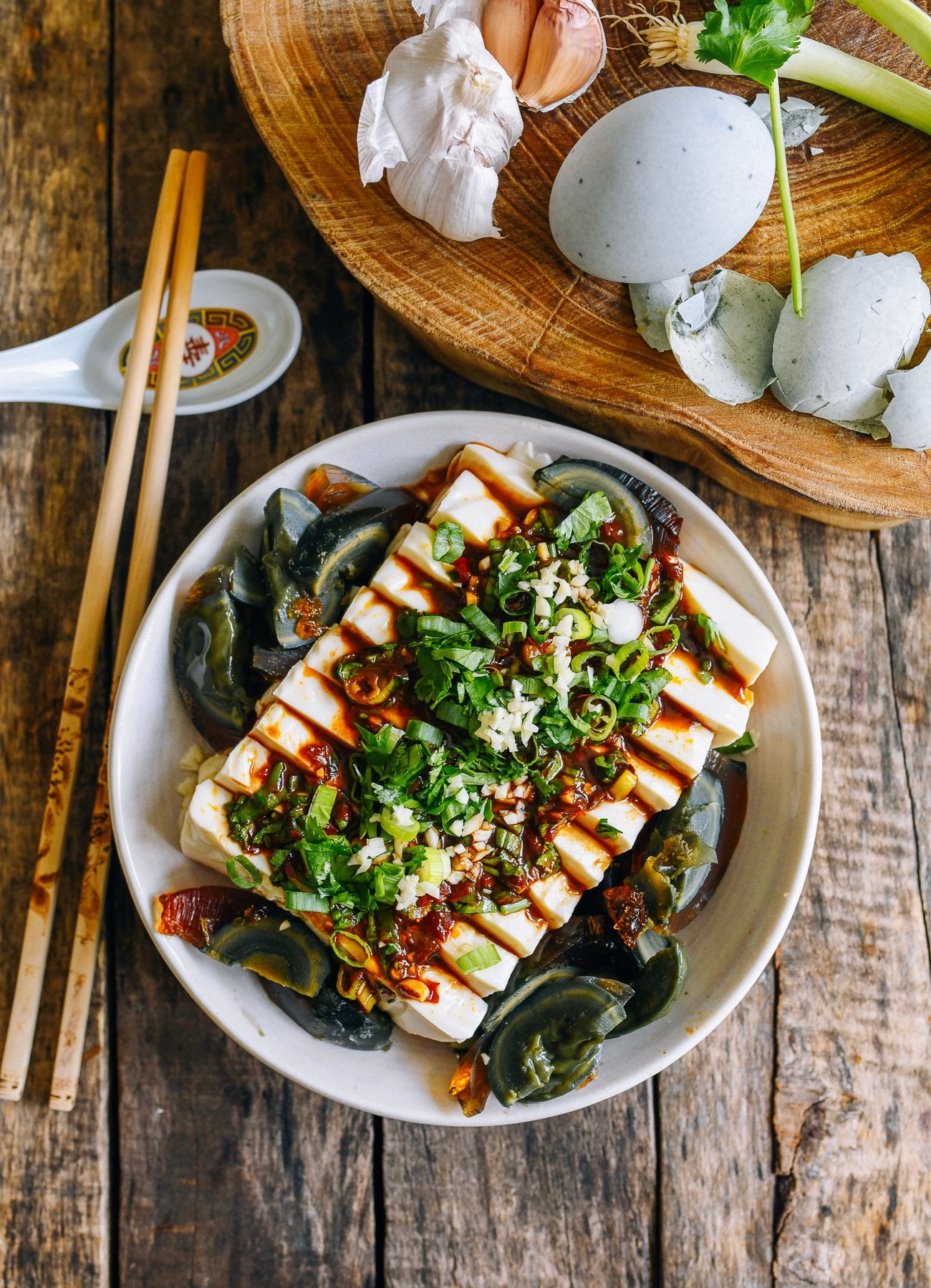 Chinese Spicy Cold Tofu with Thousand Year Old Egg