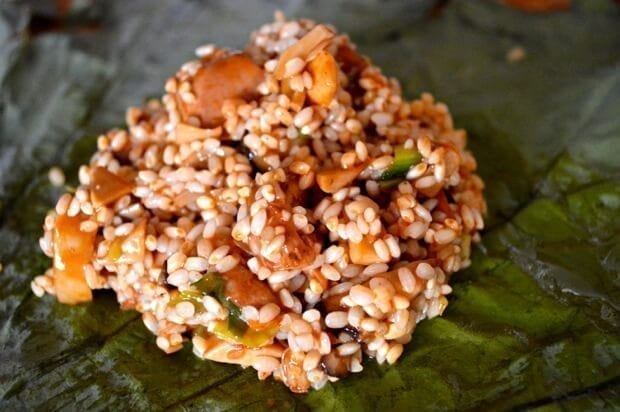 Dim Sum Sticky Rice Lotus Leaf Wraps (Lo Mai Gai), by thewoksoflife.com