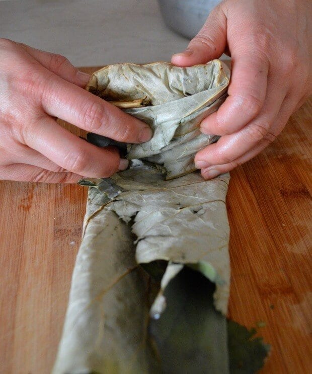 Dim Sum Sticky Rice Lotus Leaf Wraps (Lo Mai Gai), by thewoksoflife.com