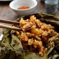 Dim Sum Sticky Rice Lotus Leaf Wraps (Lo Mai Gai), by thewoksoflife.com