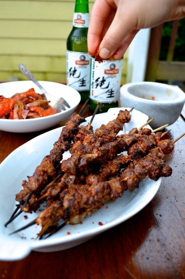 Spicy Beijing Lamb Skewers (yangrou chuan) by thewoksoflife.com