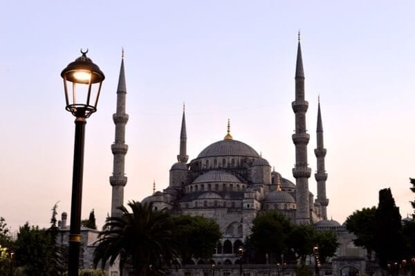 Blue Mosque at Dusk - How to See Istanbul In One Day by thewoksoflife.com