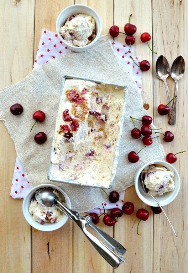 No-Churn Bourbon Cherry Pie Ice Cream by thewoksoflife.com