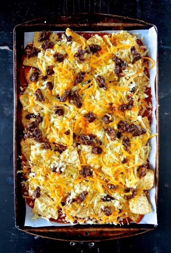 Huevos Rancheros Nachos w/ Avocado Crema by thewoksoflife.com