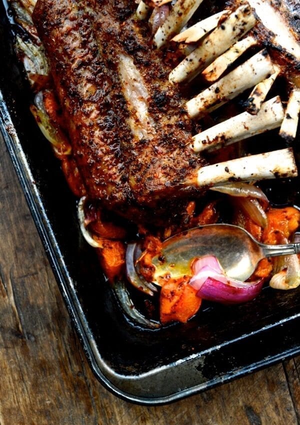 Roasted Rack of Lamb w/ Turkish Spices, Yogurt Sauce, and Rice by thewoksoflife.com