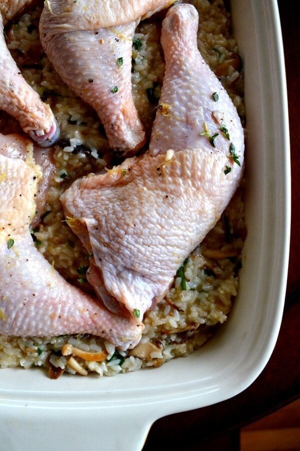 Roast Chicken on Wild Mushroom Sticky Rice "Risotto" by thewoksoflife.com