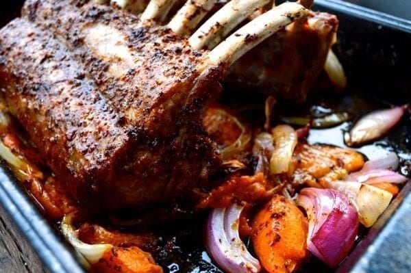 Roasted Rack of Lamb w/ Turkish Spices, Yogurt Sauce, and Rice by thewoksoflife.com