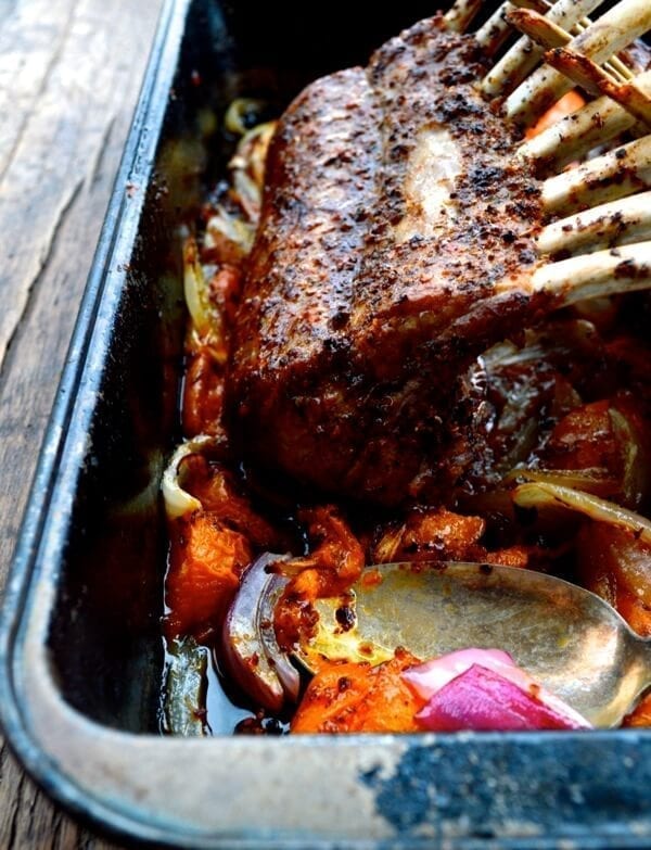 Roasted Rack of Lamb w/ Turkish Spices, Yogurt Sauce, and Rice by thewoksoflife.com