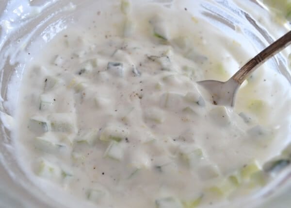 Cucumber Yogurt Sauce by thewoksoflife.com