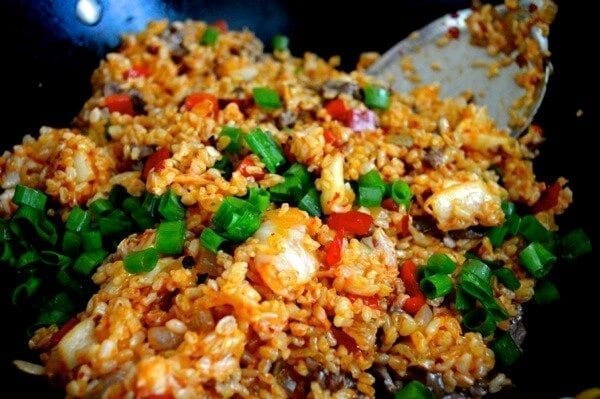 Beef and Kimchi Fried Rice - Chinese Korean Fusion, by thewoksoflife.com