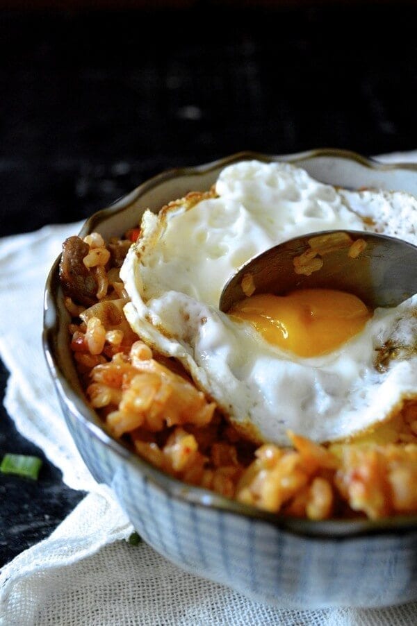 Beef and Kimchi Fried Rice - Chinese Korean Fusion, by thewoksoflife.com