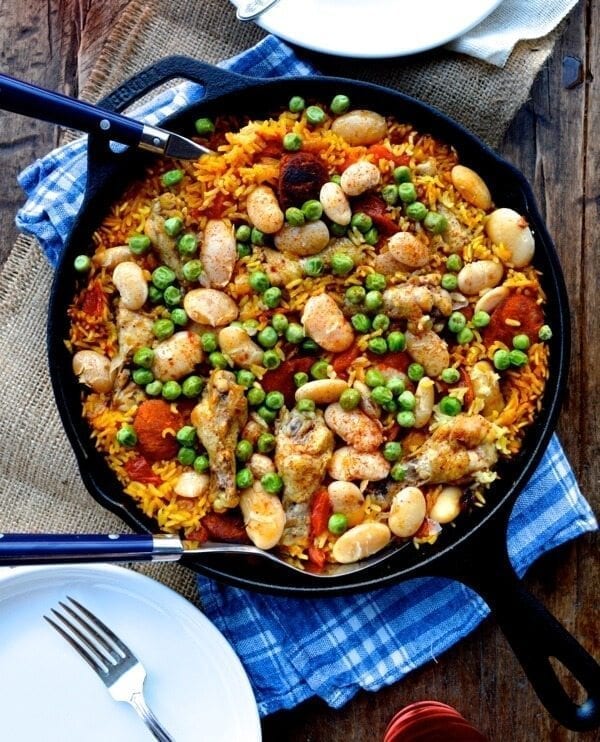 Easy Chicken Chorizo Paella by thewoksoflife.com