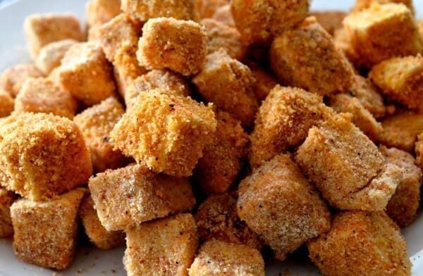 Breaded tofu cubes