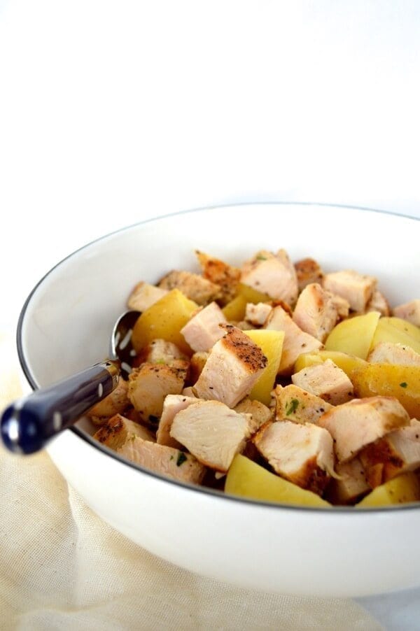 Curried Grilled Chicken Potato Salad by thewoksoflife.com