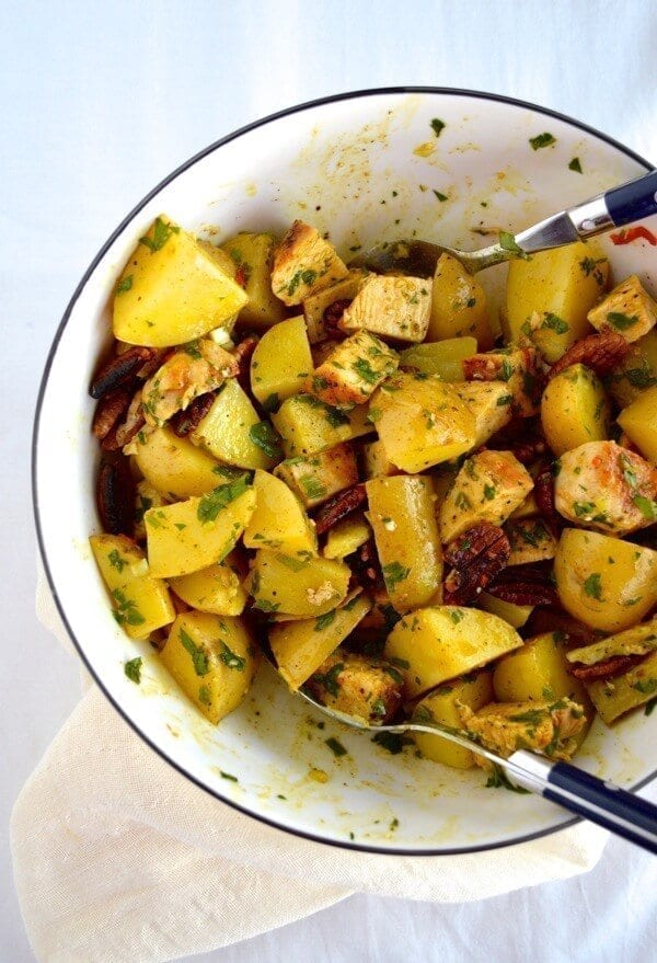 Curried Grilled Chicken Potato Salad by thewoksoflife.com