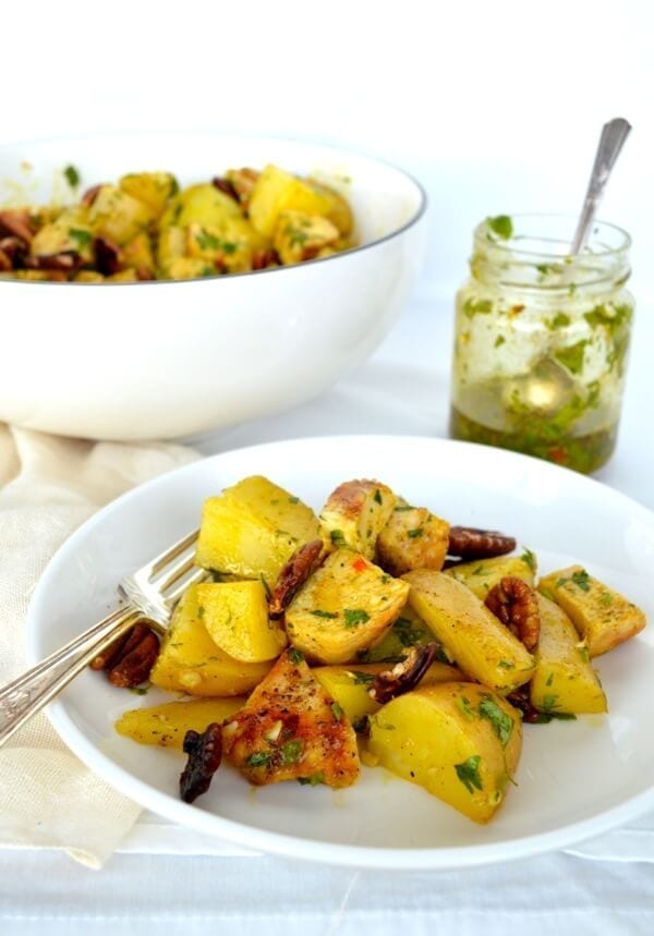 Curried Grilled Chicken Potato Salad by thewoksoflife.com