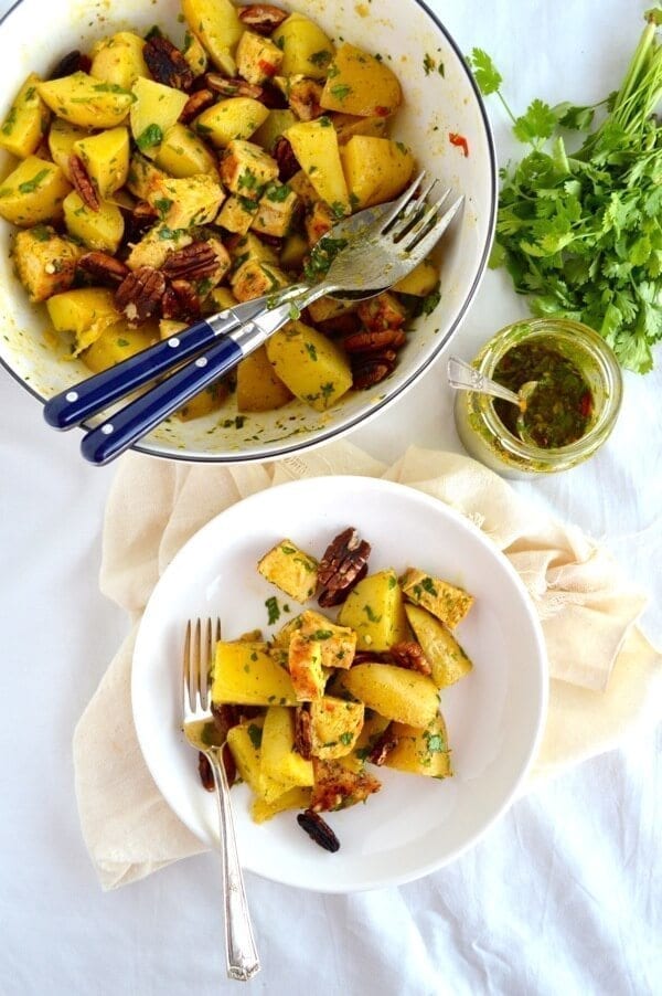Curried Grilled Chicken Potato Salad by thewoksoflife.com