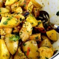 Curried Grilled Chicken Potato Salad by thewoksoflife.com