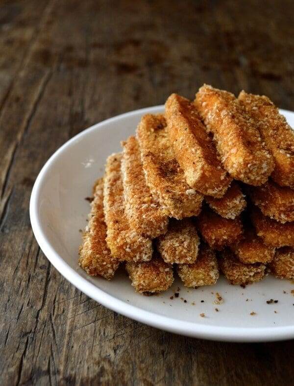 Tofu Fries or Chicken Fingers with Honey Sriracha Mayo by thewoksoflife.com