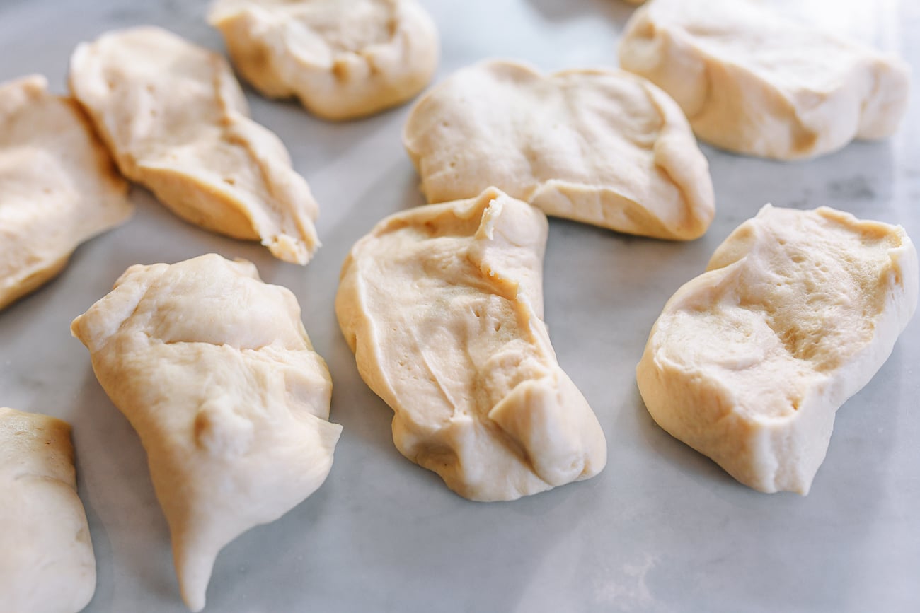 Portioned dough pieces