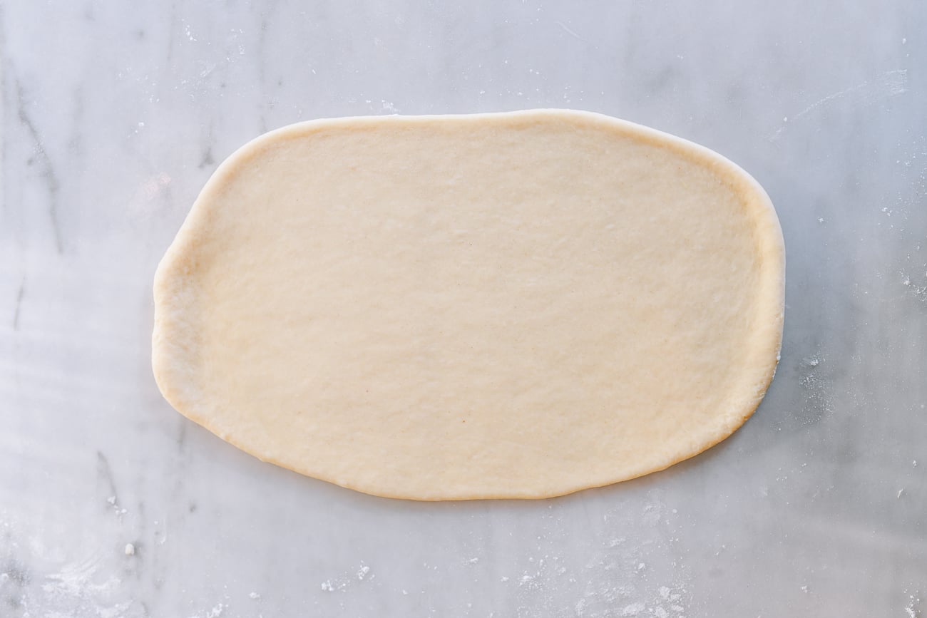Rolled rectangle of dough