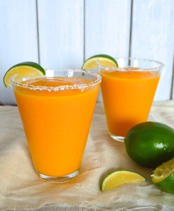 Frozen White Peach Mango Margaritas